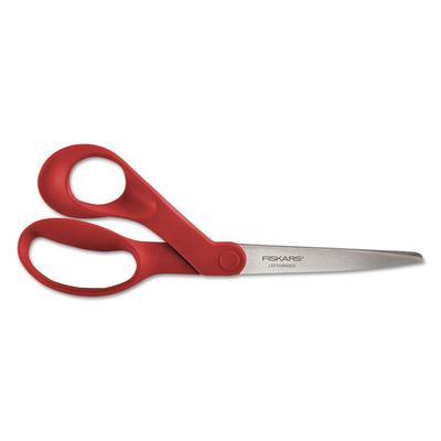 Fiskars Our Finest Left-Hand Scissors, 8" Long, 3.3" Cut Length, Red Offset Handle (FSK1945001001) Each Fiskars® Scissors & Speed Cutters