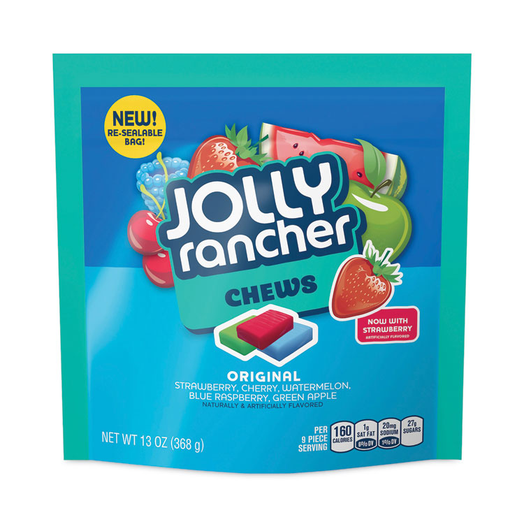Jolly Rancher Chews Candy, Assorted Flavors, 13 oz Pouches, 4/Carton, Ships in 1-3 Business Days (GRR24600300) Each Jolly Rancher® Candy, Gum & Mints
