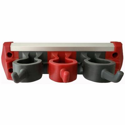 Vileda Professional Handle Holder, 3 Hooks, 33 lb (14.97 kg) Capacity, for Mop, Broom, Clothes, Laundry Room, Garage, Tool, Rubber, Multi (VLD166692)