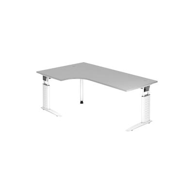 Hammerbacher Winkeltisch C-Fuß 200x120cm 90 Grad Grau/Weiß Image