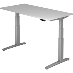 Hammerbacher Sitz-Steh-Schreibtisch elektrisch 160x80cm Grau/Silber Image