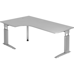 Hammerbacher Winkeltisch C-Fuß 200x120cm 90 Grad Grau/Silber Image