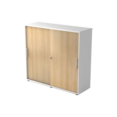 Hammerbacher Schiebetürenschrank Serie 9 3OH BxTxH 120x40x110cm Griff RE Weiß/Eiche