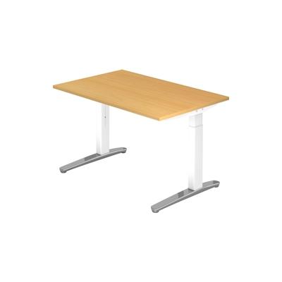 Hammerbacher Schreibtisch C-Fuß 120x80cm Buche/Weiß-Alu poliert Image