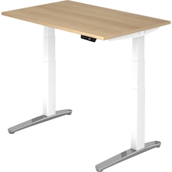 Hammerbacher Sitz-Steh-Schreibtisch elektrisch 120x80cm Eiche/Weiß-alu Image