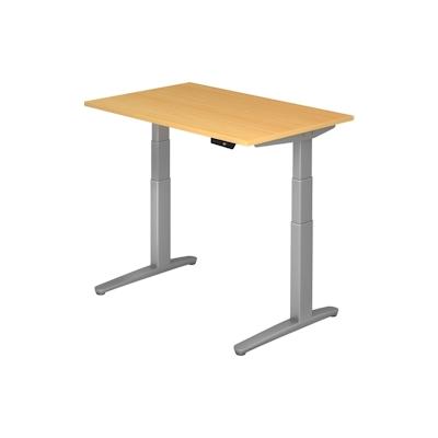 Hammerbacher Sitz-Steh-Schreibtisch elektrisch 120x80cm Buche/Silber Image