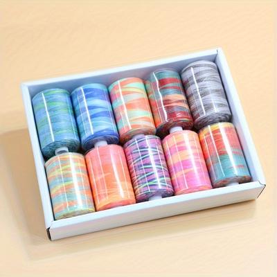 TEMU Of 10 Rolls Of 1000 Yards Large Size Sewing Thread For Home Sewing Machine Thread, Diy Hand Sewing Thread Sectional Dyeing, Suitable For Hand And Machine Sewing, Quilting And Needlework -