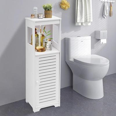TEMU Freestanding Bathroom Storage Cabinet With Cubby Shelf, Multipurpose Wooden Organizer, 28 X 25 X 90 Cm, For Bedroom, Study, Living Room, Standing Shelf Image