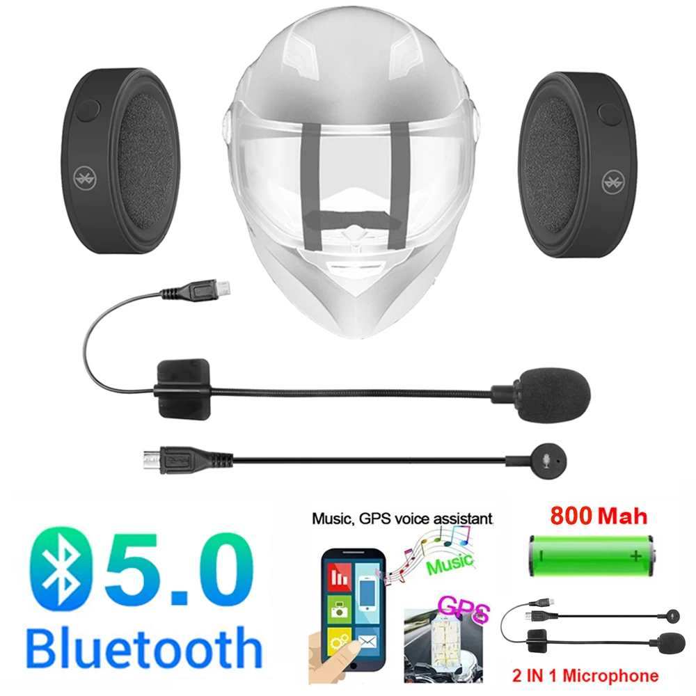 Bluetooth 5,0 Moto Helm Headset Drahtlose Freisprecheinrichtung Stereo Kopfhörer Motorrad Helm Kopfhörer MP3 Lautsprecher Image