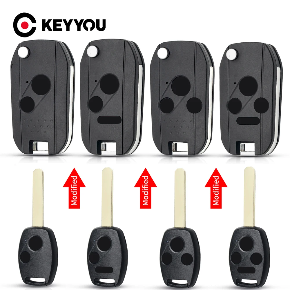 KEYYOU Für Honda Accord Pilot Cr-V Schlüssel Gehäuse Civic Insight Ridgeline 2003-2013 2/3/4 Tasten Fernbedienung auto Schlüssel Shell Fob Fall Image