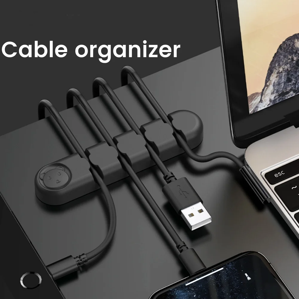 Silikon USB Kabel Organizer Kabel Wickler Desktop Ordentlich Management Clips Kabel Halter für Maus Kopfhörer Draht Organizer Image