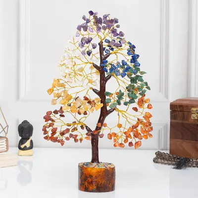 Seven Chakra Tree of Life, Positive Energy Crystal Tree - Feng Shui Tree, Artificial Tree, Crystal Decoration, Money Tree, Handm