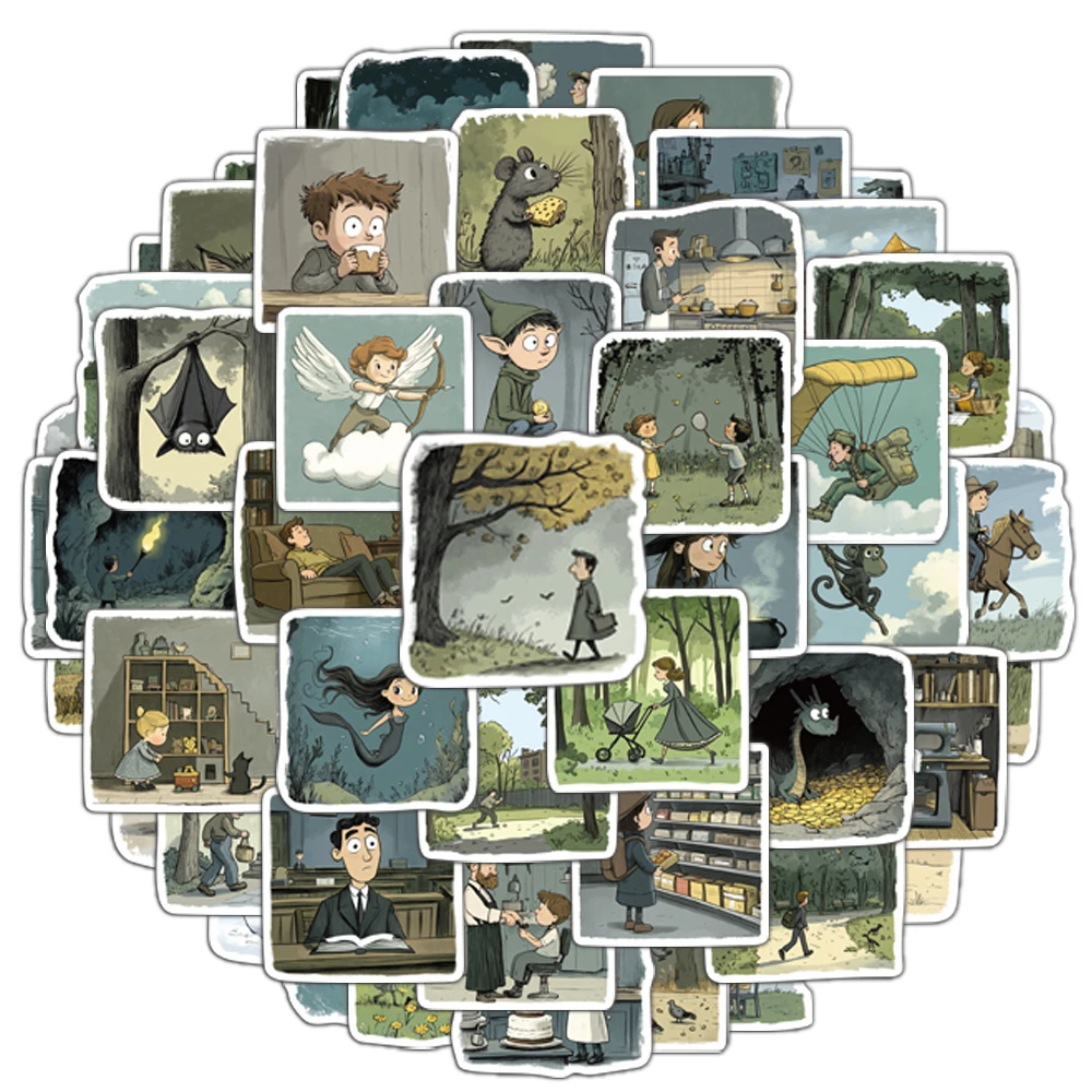 50 Stück kreative und magische Fantasy-Illustrationen, niedliche Ins-Stil-Dekoration, Notebook-Telefonhülle, DIY, wasserfeste Aufkleber Image