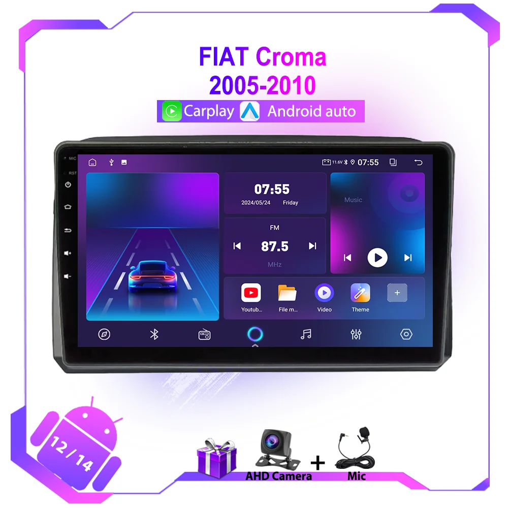 Carplay Per Fiat Croma 2005-2010 Android Auto Autoradio Lettore Video Multimediale WIFI 4G Autoradio Navigazione GPS FM Unità Principale
