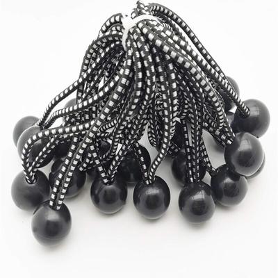 25 professionelle Gummi-Elastikspanner mit Kugel (schwarz 140 mm) für Zelte, Planen, Poster. Image
