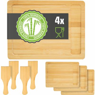 4 Personen Raclette Teller Set Holz - 30x22cm Pfnnchen Untersetzer mit Spachtel