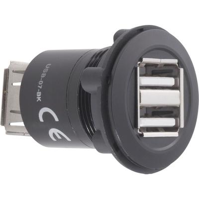 USB-07-BK USB-Doppeleinbaubuchse 2.0 Buchse, Einbau 2 x USB-Buchse Typ a auf 2 x usb- - Tru