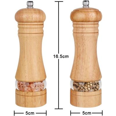 2er-Set Salz- und Pfefferstreuer aus Holz, verstellbar mit Keramik-Gewürzmühle, 6 Zoll - Ahlsen Image