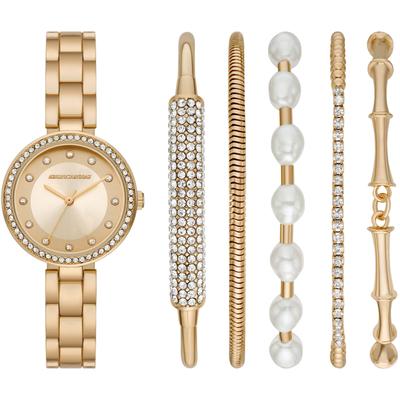 Quarzuhr SKECHERS "BRACELET GLITZ SET", gelb (goldfarben), Armbanduhren, Damen, Armbanduhr, Damenuhr, analog, Glassteine, Geschenkidee Image