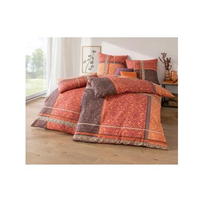 Bettwäsche BIBERNA Gr. 3, orange (terra, gemustert), B/L: 155cm x 220cm, 2-teilige Garnitur St., 2-teilige Garnitur St., Seersucker, B/L: 80cm x 80cm, Seersucker, 100% Baumwolle, Bettwäsche Image