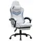 Gaming Chair Ergonomic Fabric Reclining Chair with Footrest, Adjustable Height, Gray/Blue gaming