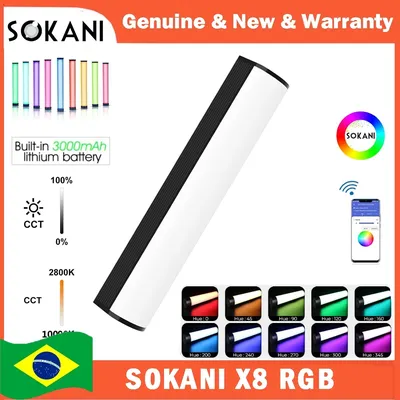 Sokani X8 RGB LED Video Light Handheld Tube Wand Stick CTT Photography Lighting APP Control with 3600mAh Build-in Battery