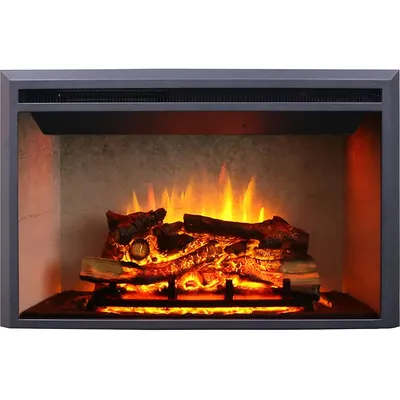 33 Inches, 21 Inches High, Edward Electric Fireplace Insert with Weathered Concrete Interior, Fire