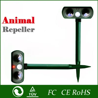 2pcs Dog Cat Deterrent Scarer Repellent Solar Powered Ultrasonic Animal Repellent Ultrasonic