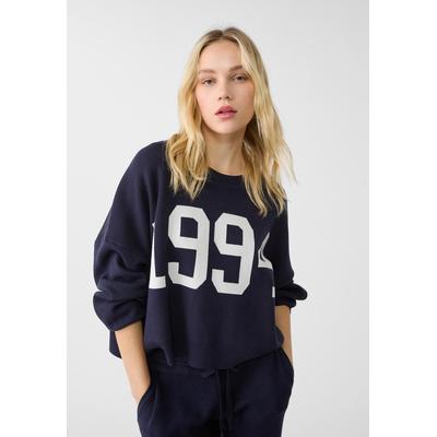 Stradivarius Number knit sweater Navy blue XL