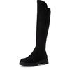 Overkneestiefel TAMARIS, Damen, Gr. 38, Normalschaft, schwarz, Textil, unifarben, Veloursleder, klassisch, Schuhe, Blockabsatz, Langschaftstiefel, Overkneestiefel, vegane Verarbeitung