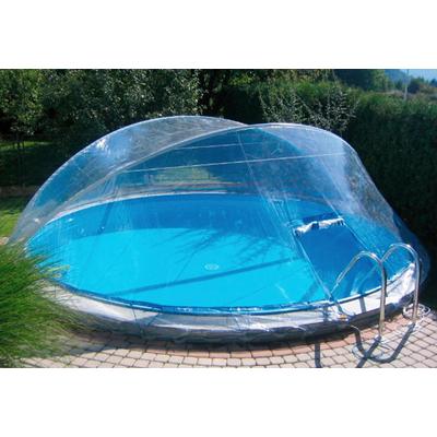 Poolverdeck KWAD "Cabrio Dome für runde Pools mit schmalem Handlauf", transparent, B:350cm H:145cm T:350cm, Polyvinylchl