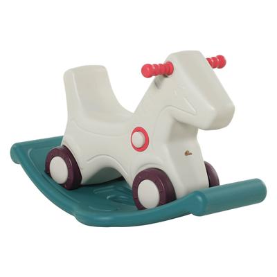 Kids 2-in-1 Rocking Horse & Sliding Car, Indoor & Outdoor Ride-On Toy with Detachable Base and Smooth Materials - Grey