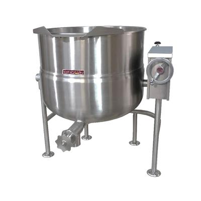 Crown Steam DLT-30 30 gal. Steam Kettle - Manual Tilt, 2/3 Jacket, Direct Steam, Stainless Steel