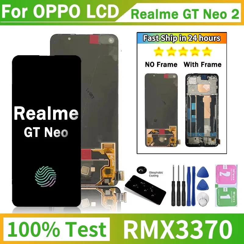 6.62 "AMOLED Nuovo Per Oppo Realme GT Neo2 Display LCD Touch Screen Digitizer Assembly Per Realme GT Neo 2 RMX3370 LCD con Telaio