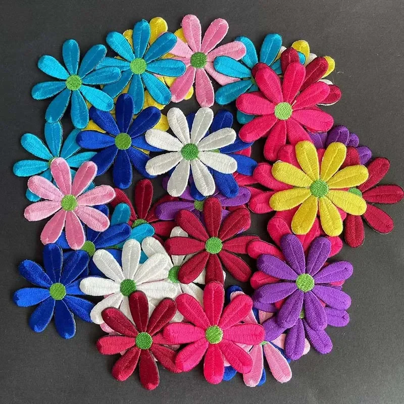 5,5 cm/10pcs Blumen kleidung Applique Patch,Galsang Blumen Stoff Aufkleber Stickerei Eisen auf Patches für Kleid, Jacke, Kleidung Image