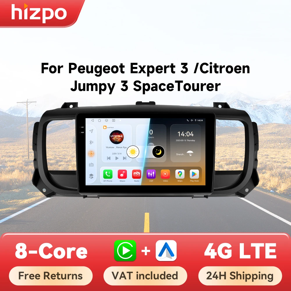 Hizpo Wireless CarPlay Android Auto Per Peugeot Expert 3 Citroen Jumpy 3 SpaceTourer 2016 - 2021 Autoradio Multimedia Video GPS