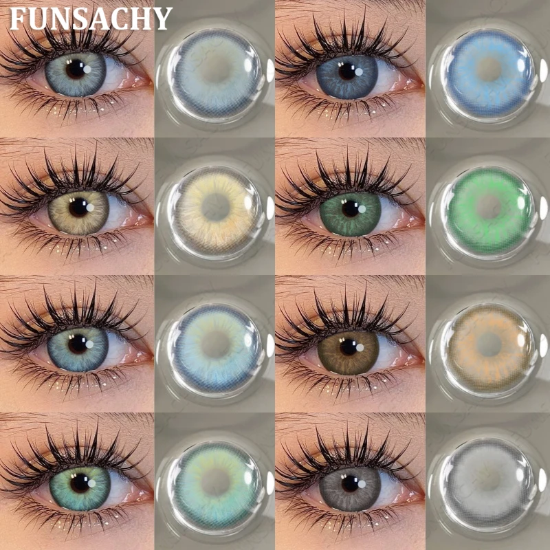 FUNSACHY Modische farbige Kontaktlinsen für Augen, blau/grün/braun, natürliche Linsen, 1 Paar, jährliche Kosmetik, Schüler, farbige Augenlinse Image