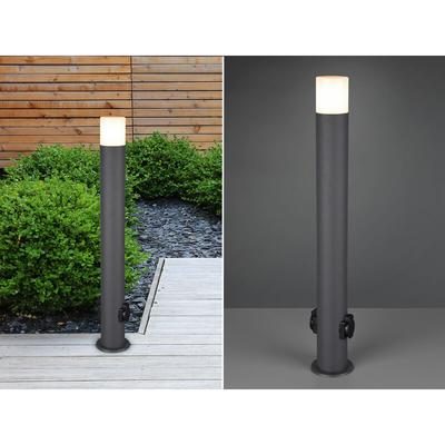 Meinewunschleuchte - led Wegeleuchte Pollerleuchte mit 2 Steckdosen in Anthrazit Höhe 80cm IP44 Image