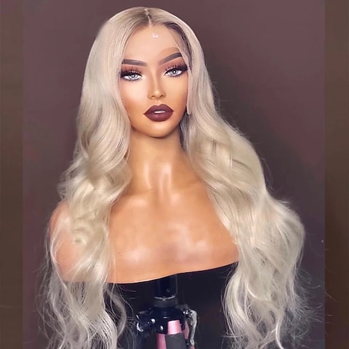 Remy Menschenhaar 5x5 Verschluss 13x4 Spitzenfront Perücke Freier Teil Brasilianisches Haar Wellen Blond Mehrfarbig Perücke 130% 150% Haardichte Gefärbte Haarspitzen (Ombré Hair) Natürlicher Image