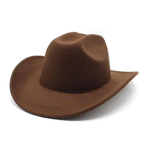 Herren Kentucky Derby Hut Sonnenhut Cowboyhut Fedora-Trilby-Hut Schwarz Weiß Wollig Vintage-Stil Mode 18. Jahrhundert Bundesstaat Texas Täglich Themenparty Einfarbig Sonnenschutz Cosplay Image