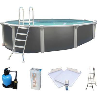 Rundpool KWAD "»Supreme« Design all in Premium Folie", grau (anthrazit, farbe innen: grau), B:360cm H:132cm L:360cm, Schwimmbecken, ØxH: 360x132cm, inkl. Bodenisolationsset Image
