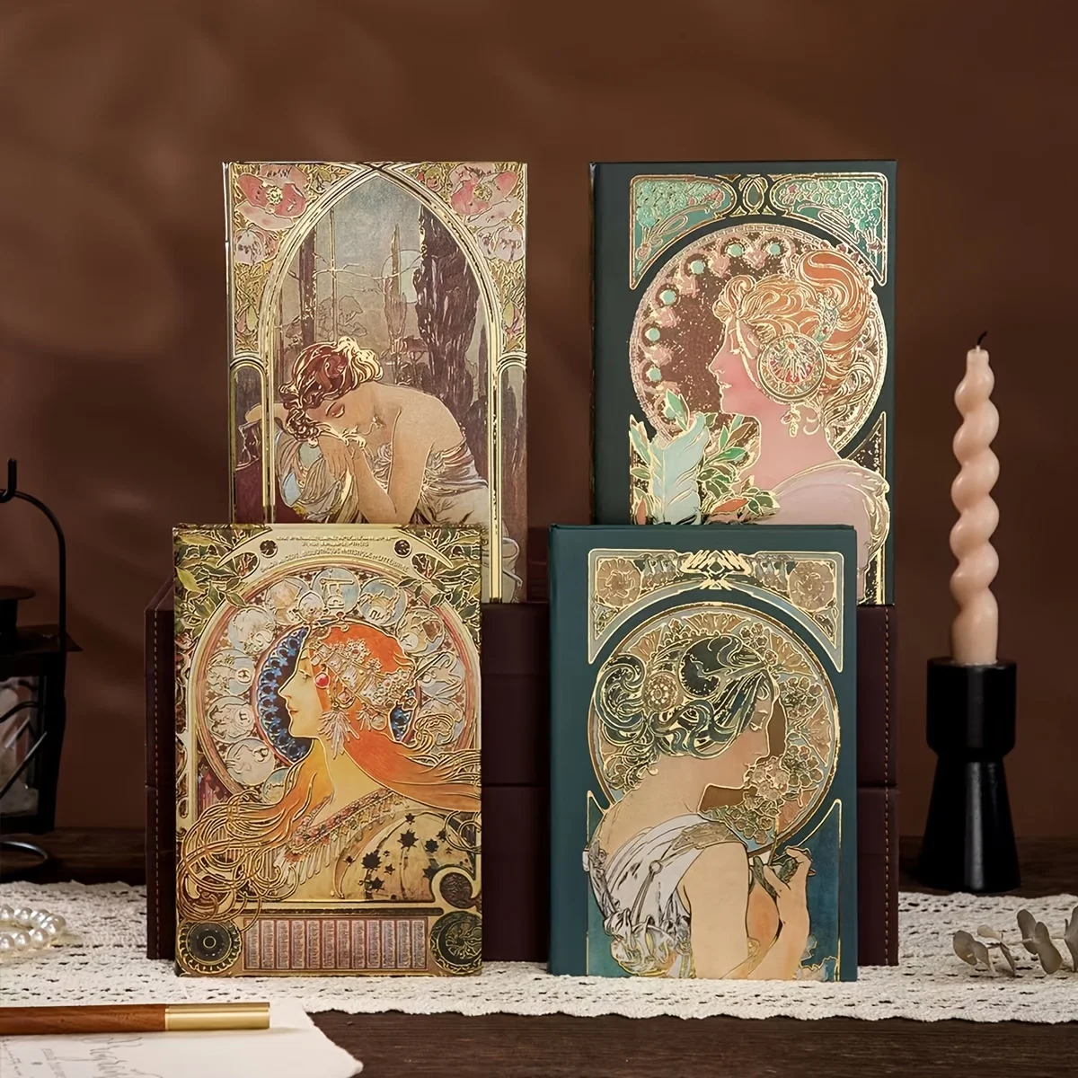 Dreidimensionales vergoldetes Vintage-Magazin-Notizbuch für Damen, Reiseführer, Hardcover, College-Planer Image