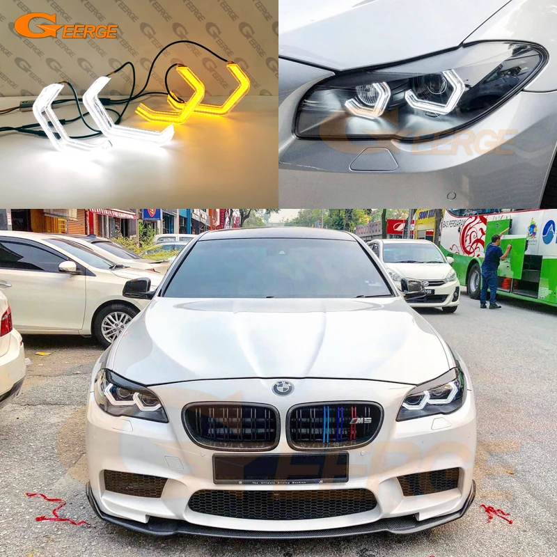 Per BMW F10 F11 F18 520i 523i 525d 528i 530d 530i 535d 535i M5 Super Bright Led 3D Hexagon Angel Eyes Halo Anelli Luce diurna