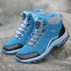 Heißer Verkauf Mode blau Wanderschuhe für Männer Frauen bequeme rutsch feste Trekking-Turnschuhe große Größe 46 Outdoor-Sportschuhe Trainer Männer