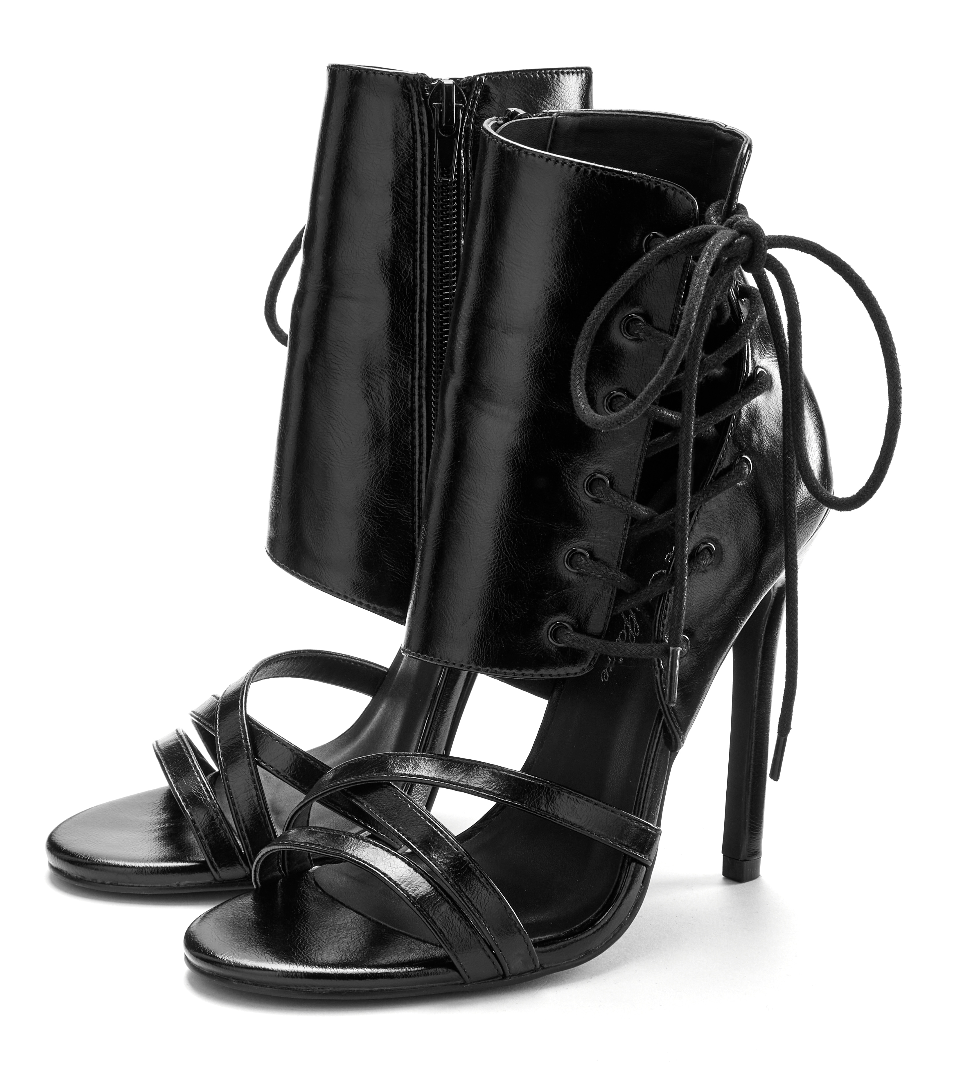 High-Heel-Sandalette "Sandalette mit raffinierter Schnürung", Damen, Gr. 39, schwarz, Obermaterial: 100% Lederimitat. Decksohle: 100% Lederimitat. Futter: 50% Lederimitat, 50% Textilmaterial. Laufsohle: 100% Synthetik, LASCANA BELLE AFFAIRE,...