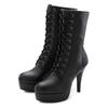 Schnürstiefelette, Damen, Gr. 36, schwarz, Obermaterial: 100% Polyurethan. Futter: 100% Textilmaterial. Decksohle: 100% Polyurethan. Laufsohle: 100% Synthetik, LASCANA BELLE AFFAIRE, unifarben, sexy, Schuhe, High-Heel-Boots mit Plateauabsatz