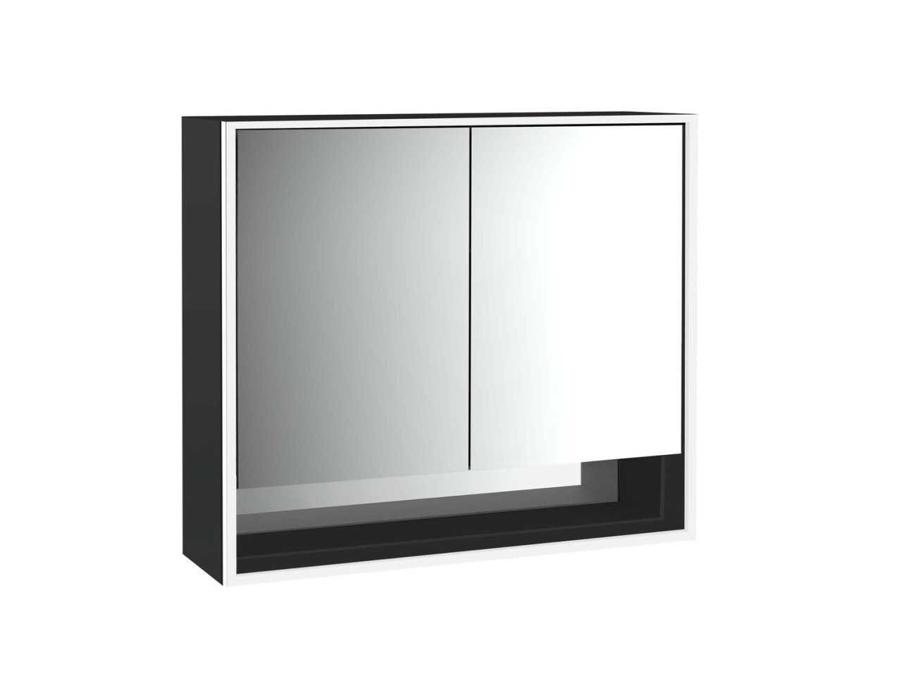 emco LED-Lichtspiegelschrank Loft mit Unterfach Aufputz, 800 mm, 2-türig schwarz, 979813506 979813506 Image
