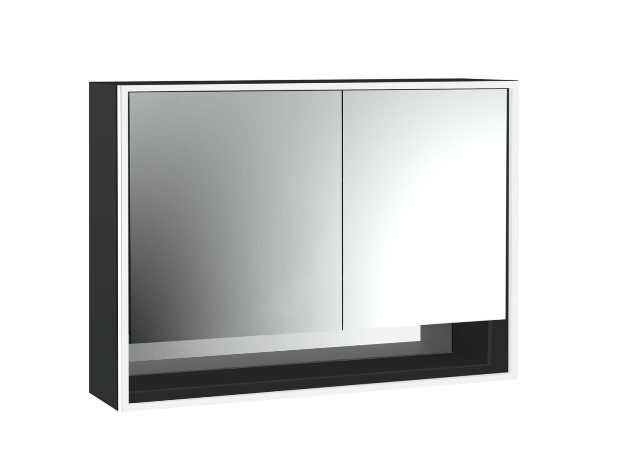 emco LED-Lichtspiegelschrank Loft mit Unterfach Aufputz, 1000 mm, breite Tür links schwarz, 97981351 979813516 Image