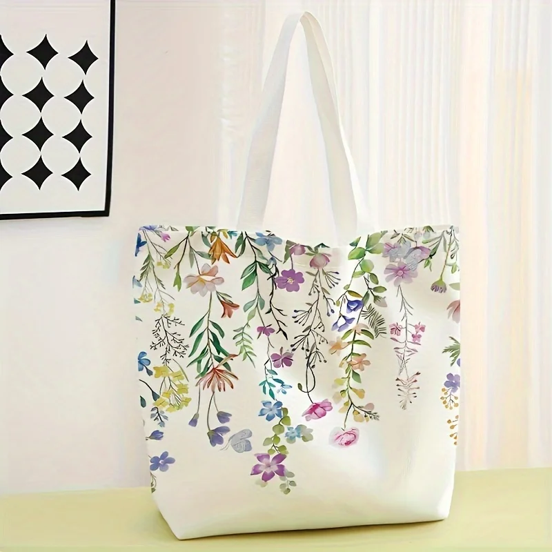 Borsa tote stampata a fiori, zaino alla moda riutilizzabile, borsa multifunzionale, borsa shopping in tela stampata
