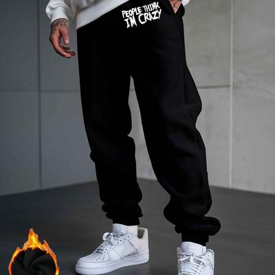 TEMU People I'm ; Comfortable Pants For Men And Teens, Stylish Trousers For Male Students, Featuring Trendy American Brand Prints, Loose-fitting Sports Pants For Larger Men, Plus Size Image